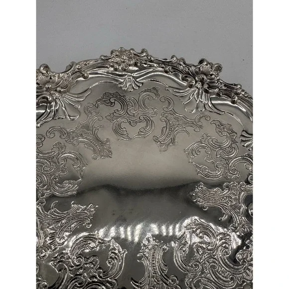 Old Sheffield Silverplate Salver by Corbell & Co Round Tray Silver Over Copper